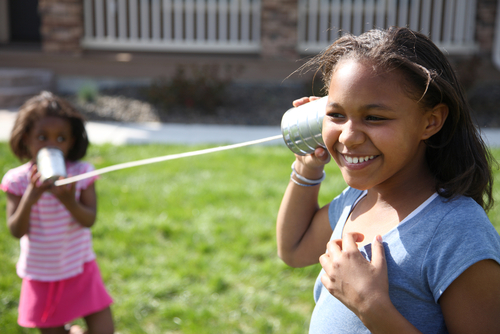 children playing in garden